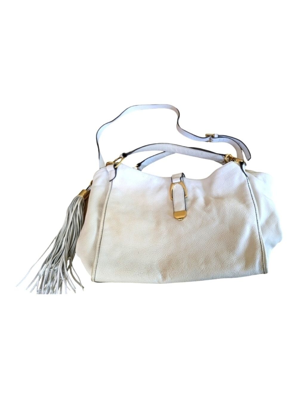Gili White Leather Large Tassel Crossbody bag EUC